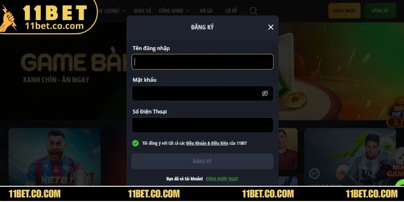 Đăng ký 11BET - Tham Gia Ngay, Nhận Thưởng Hấp Dẫn Quy trình tạo tài khoản chuẩn binh tại 11BET