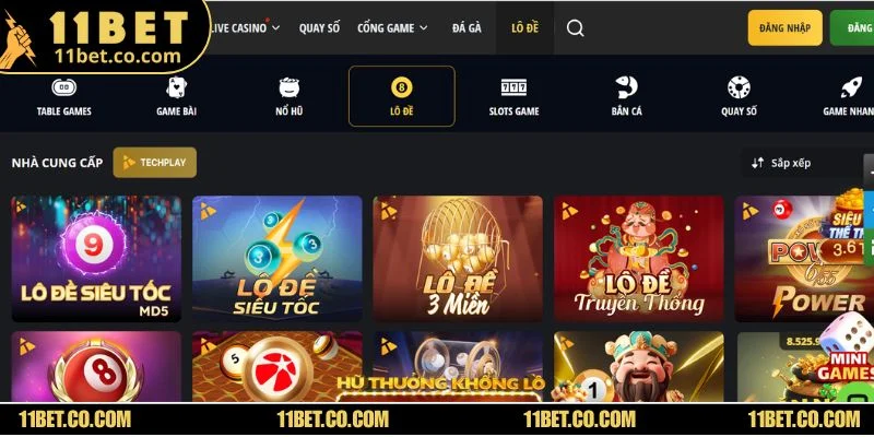 Sảnh lô đề xổ số 11BET có không gian cá cược hiện đại, hấp dẫn